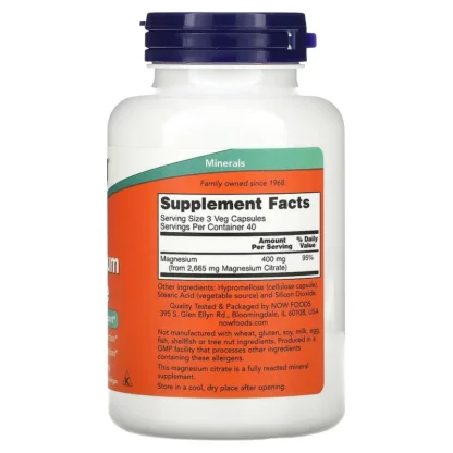 NOW Foods Magnésium Citrate — photo produit