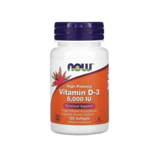 Flacon NOW Foods Vitamine D3 5000 IU