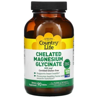 Country Life Magnésium Glycinate Chélaté — 90 comprimés